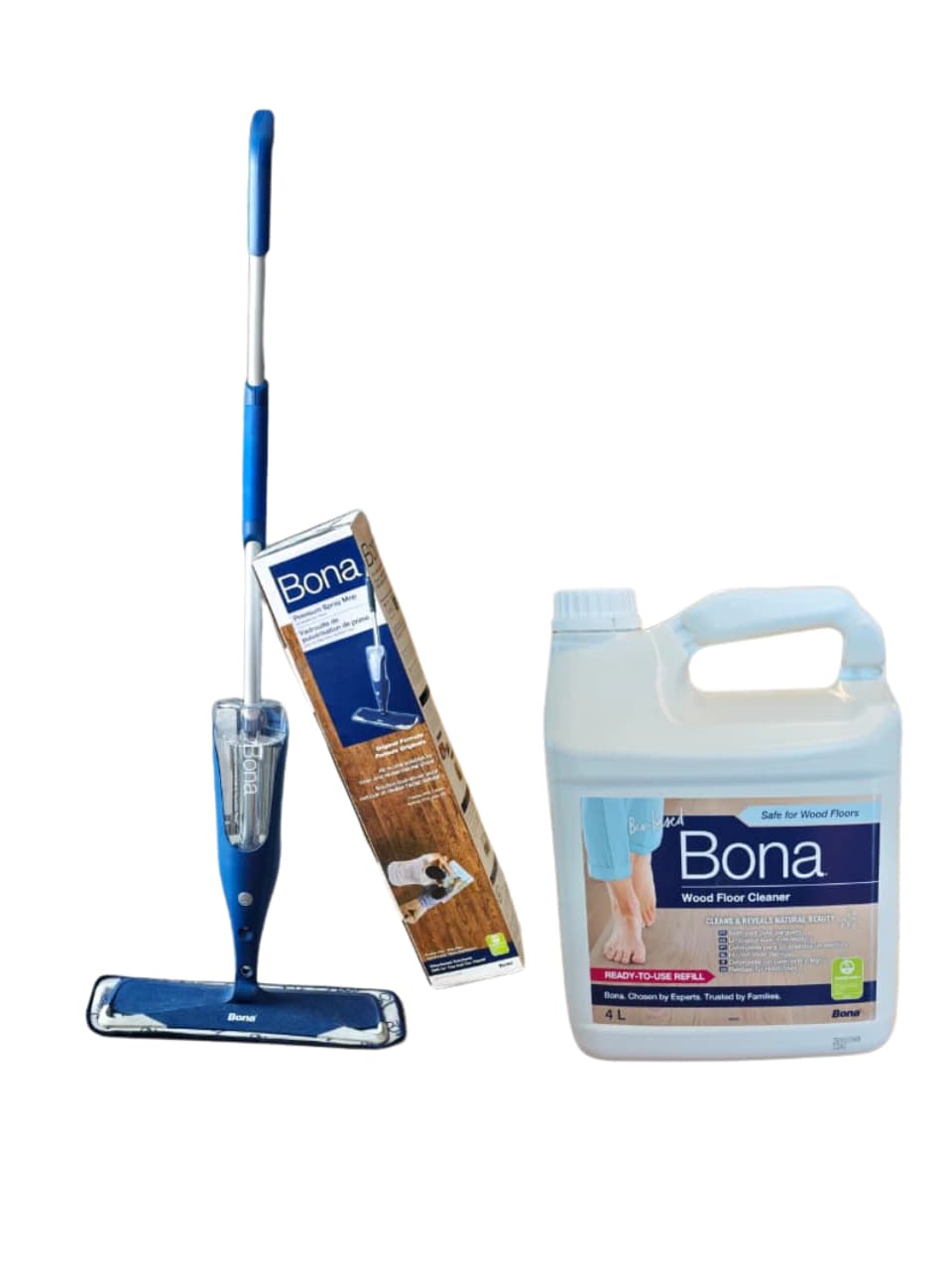 Spray mop - (Azul) + Bona wood floor cleaner x 4 Lt. Limpiador de pisos de madera