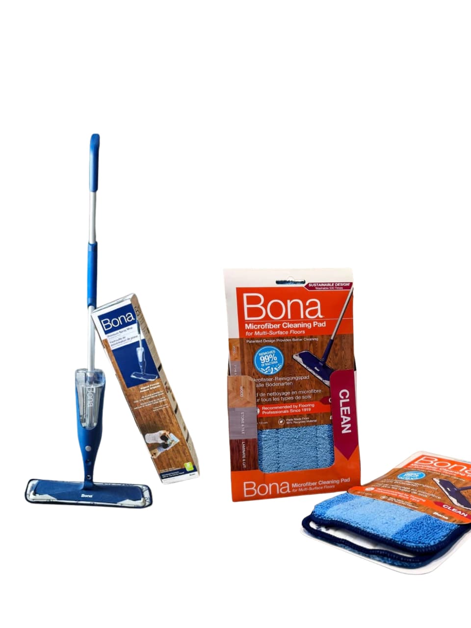 Spray mop - (Azul) + 2 Bona Microfibras de repuesto